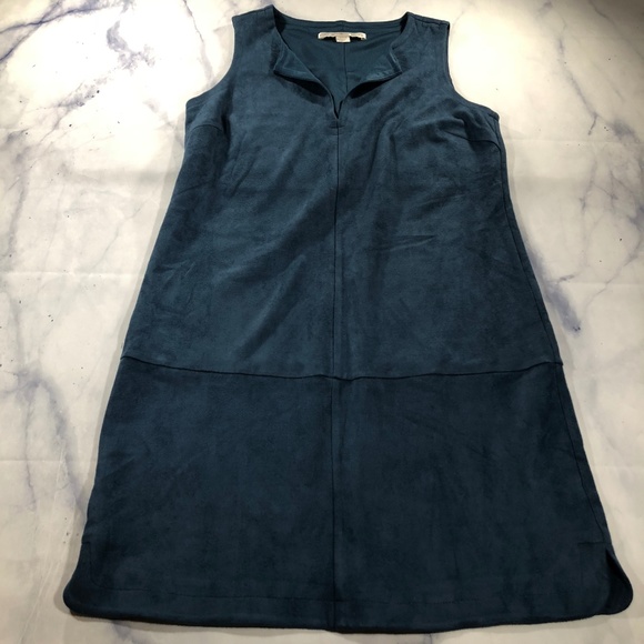 Boston Proper Blue Faux Suede Shift Dress - Picture 3 of 8